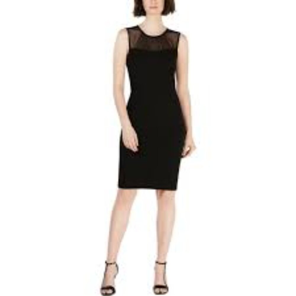 NWT Calvin Klein Womens Petites Illusion Yoke Sheath Dress